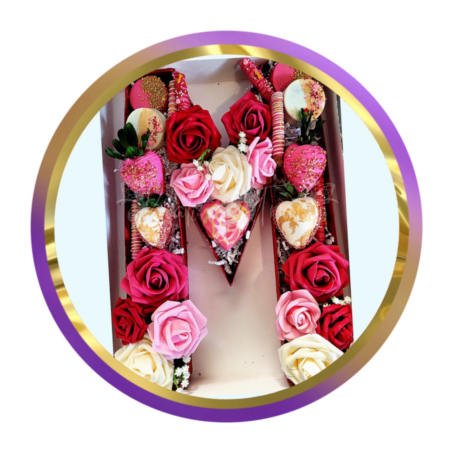 Personalized Dazzle Letter/Number Box & Flowers