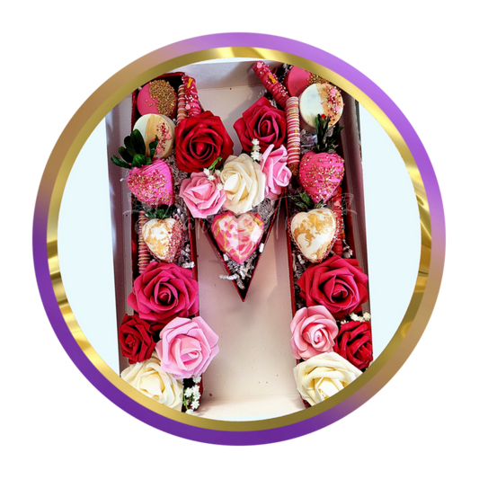 Personalized Dazzle Letter/Number Box & Flowers